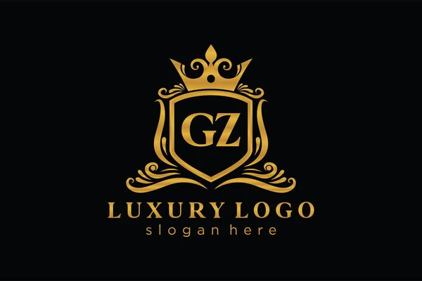 Gz字母Royal Luxury标志模板 用于餐馆 皇家饭店 精品店 咖啡店 赫拉尔迪奇 时装和其他矢量插图的矢量艺术 — 图库矢量图片