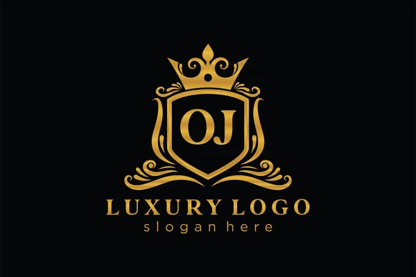 Oj字母Royal Luxury标志模板 用于餐馆 皇家酒店 精品店 咖啡店 Heraldic 时装和其他矢量插图的矢量艺术 — 图库矢量图片