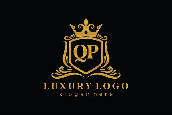 Qp字母Royal Luxury标志模板 用于餐馆 皇家酒店 精品店 咖啡店 希尔迪奇酒店 时装和其他矢量插图的矢量艺术 — 图库矢量图片