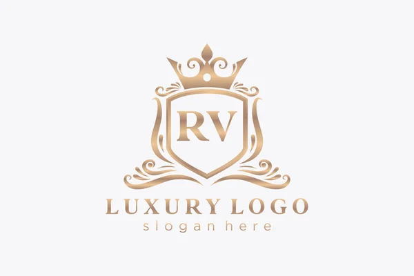 Letter Royal Luxury Logo Template Vector Art Restaurant Royalty Boutique — Vetor de Stock