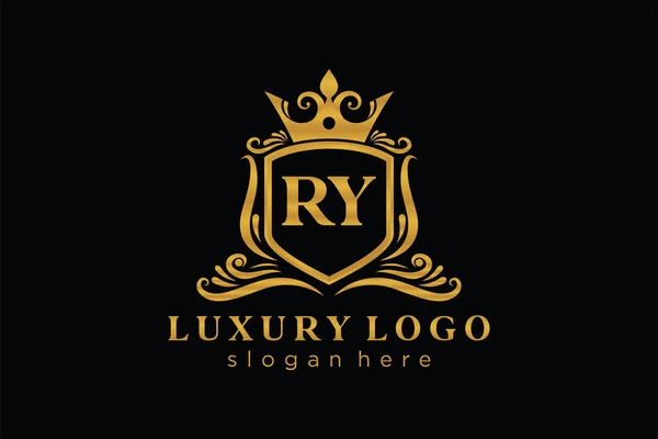 Carta Real Logotipo Luxo Modelo Arte Vetorial Para Restaurante Royalty — Vetor de Stock