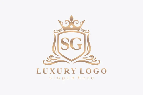 Шаблон Логотипа Letter Royal Luxury Векторном Искусстве Ресторанов Королевских Особ — стоковый вектор