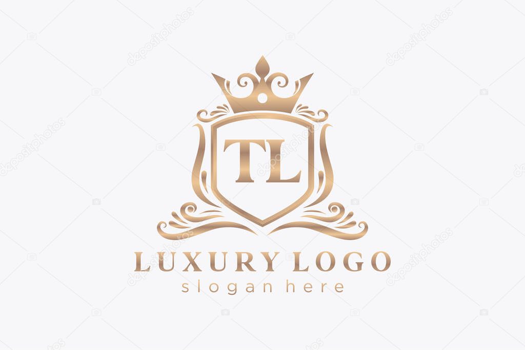 TL Letter Royal Luxury Logo template in vector art for Restaurant, Royalty, Boutique, Cafe, Hotel, Heraldic, Jewelry, Fashion and other vector illustration.