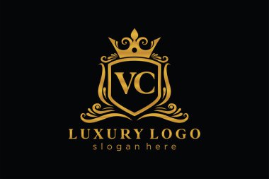 Restoran, Kraliyet Logosu, Butik, Cafe, Otel, Heraldic, Mücevher, Moda ve diğer vektör illüstrasyonları için vektör sanatı şablonu.