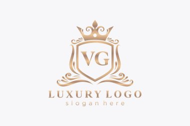 Restaurant, Royalty, Boutique, Cafe, Hotel, Heraldic, Mücevher, Moda ve diğer vektör illüstrasyonları için VG Kraliyet Logosu tasarımı.