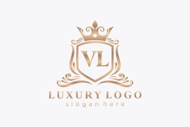 VL Letter Kraliyet Logosu Restoran, Kraliyet, Butik, Cafe, Otel, Heraldic, Mücevher, Moda ve diğer vektör ilüstrasyonları için vektör sanatı şablonu.