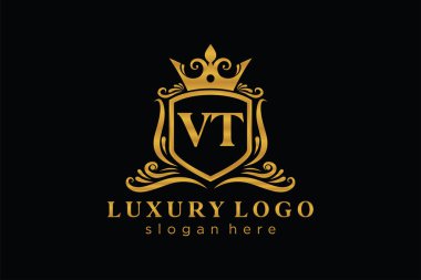 VT Kraliyet Logosu Restoran, Kraliyet, Butik, Cafe, Otel, Heraldic, Mücevher, Moda ve diğer vektör ilüstrasyonları için vektör sanatı şablonu.