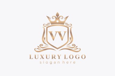 VV Letter Kraliyet Logosu Restoran, Kraliyet, Butik, Cafe, Otel, Heraldic, Mücevher, Moda ve diğer vektör ilüstrasyonları için vektör sanatı şablonu.