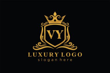 VY Letter Kraliyet Logosu Restoran, Kraliyet, Butik, Cafe, Otel, Heraldic, Mücevher, Moda ve diğer vektör çizimleri için vektör sanatı şablonu.