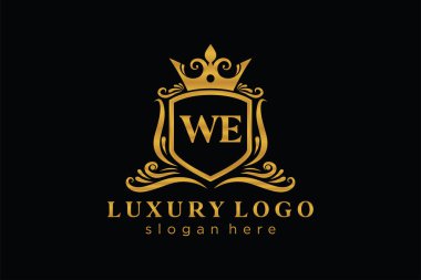 Restoran, Kraliyet, Butik, Cafe, Otel, Heraldic, Mücevher, Moda ve diğer vektör illüstrasyonları için Kraliyet Lüks Logosu 'nun vektör sanatı şablonu.