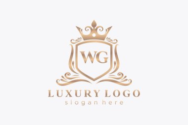 WG Letter Kraliyet Logosu Restoran, Kraliyet, Butik, Cafe, Otel, Heraldic, Mücevher, Moda ve diğer vektör ilüstrasyonları için vektör sanatı şablonu.