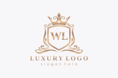 WL Letter Kraliyet Logosu Restoran, Kraliyet, Butik, Cafe, Otel, Heraldic, Mücevher, Moda ve diğer vektör ilüstrasyonları için vektör sanatı şablonu.