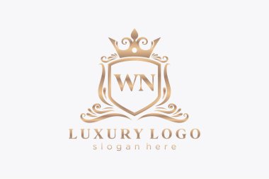 WN Letter Kraliyet Lüks Logosu Restoran, Kraliyet, Butik, Cafe, Otel, Heraldic, Mücevher, Moda ve diğer vektör çizimleri için vektör sanatı şablonu.