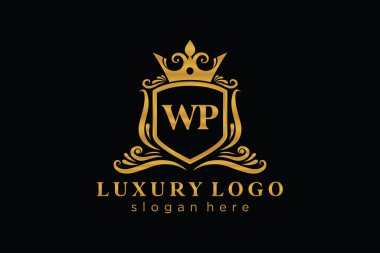 WP Kraliyet Logosu Restoran, Kraliyet, Butik, Cafe, Otel, Heraldic, Mücevher, Moda ve diğer vektör ilüstrasyonları için vektör sanatı şablonu.