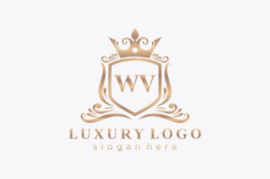 WV Letter Kraliyet Logosu Restoran, Kraliyet, Butik, Cafe, Otel, Heraldic, Mücevher, Moda ve diğer vektör ilüstrasyonları için vektör sanatı şablonu.