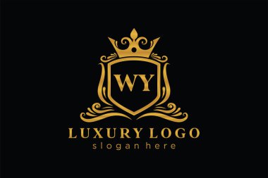 WY Letter Kraliyet Logosu Restoran, Kraliyet, Butik, Cafe, Otel, Heraldic, Mücevher, Moda ve diğer vektör çizimleri için vektör sanatı şablonu.