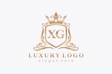 Restoran, Kraliyet, Butik, Cafe, Otel, Heraldic, Mücevher, Moda ve diğer vektör illüstrasyonları için XG Kraliyet Logosu vektör sanatı şablonu.