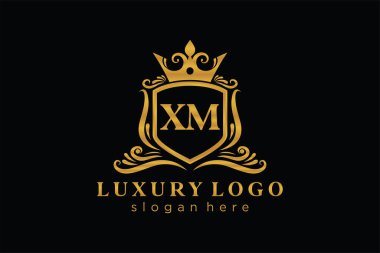 Restoran, Kraliyet, Butik, Cafe, Otel, Heraldic, Mücevher, Moda ve diğer vektör illüstrasyonları için XM Kraliyet Logosu vektör sanatı şablonu.