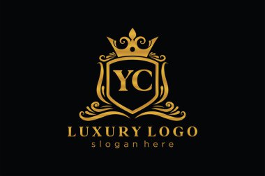 Restoran, Kraliyet Logosu, Butik, Cafe, Otel, Heraldic, Mücevher, Moda ve diğer vektör illüstrasyonları için vektör sanatı şablonu.