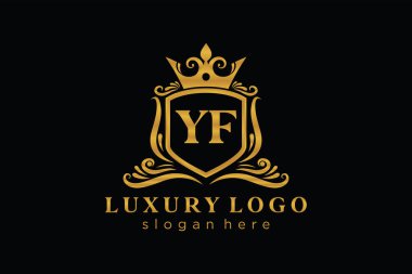 YF Kraliyet Logosu Restoran, Kraliyet, Butik, Cafe, Otel, Heraldic, Mücevher, Moda ve diğer vektör ilüstrasyonları için vektör sanatı şablonu.