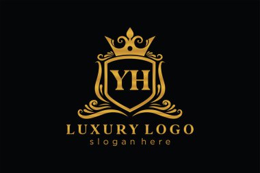 YH Letter Kraliyet Logosu Restoran, Kraliyet, Butik, Cafe, Otel, Heraldic, Mücevher, Moda ve diğer vektör çizimleri için vektör sanatı şablonu.