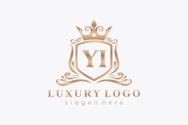 YI Letter Kraliyet Logosu Restoran, Kraliyet, Butik, Cafe, Otel, Heraldic, Mücevher, Moda ve diğer vektör ilüstrasyonları için vektör sanatı şablonu.