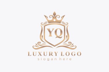 YQ Harfi Kraliyet Logosu Restoran, Kraliyet, Butik, Cafe, Otel, Heraldic, Mücevher, Moda ve diğer vektör ilüstrasyonları için vektör sanatı şablonu.