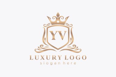 YV Letter Kraliyet Logosu Restoran, Kraliyet, Butik, Cafe, Otel, Heraldic, Mücevher, Moda ve diğer vektör ilüstrasyonları için vektör sanatı şablonu.