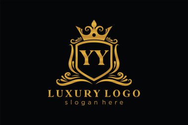 YY Letter Kraliyet Logosu Restoran, Kraliyet, Butik, Cafe, Otel, Heraldic, Mücevher, Moda ve diğer vektör ilüstrasyonları için vektör sanatı şablonu.