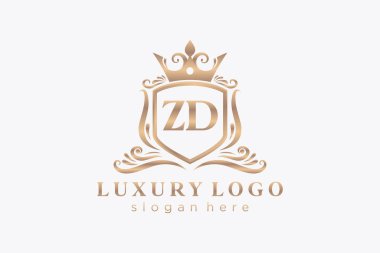 ZD Letter Kraliyet Logosu Restoran, Kraliyet, Butik, Cafe, Otel, Heraldic, Mücevher, Moda ve diğer vektör çizimleri için vektör sanatı şablonu.