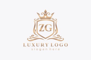 ZG Letter Kraliyet Logosu Restoran, Kraliyet, Butik, Cafe, Otel, Heraldic, Mücevher, Moda ve diğer vektör çizimleri için vektör sanatı şablonu.