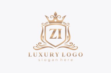 ZJ Letter Kraliyet Logosu Restoran, Kraliyet, Butik, Cafe, Otel, Heraldic, Mücevher, Moda ve diğer vektör ilüstrasyonları için vektör sanatı şablonu.
