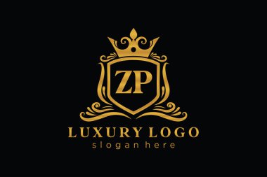 ZP Kraliyet Logosu Restoran, Kraliyet, Butik, Cafe, Otel, Heraldic, Mücevher, Moda ve diğer vektör ilüstrasyonları için vektör sanatı şablonu.
