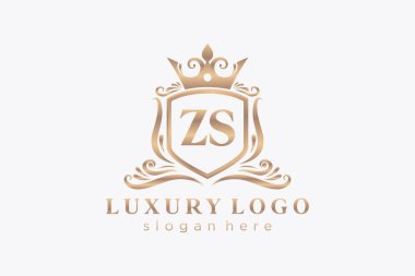 ZS Letter Kraliyet Logosu Restoran, Kraliyet, Butik, Cafe, Otel, Heraldic, Mücevher, Moda ve diğer vektör ilüstrasyonları için vektör sanatı şablonu.