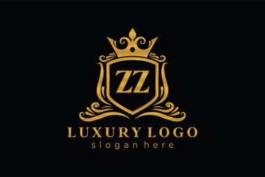ZZ Letter Kraliyet Lüks Logosu Restoran, Kraliyet, Butik, Cafe, Otel, Heraldic, Mücevher, Moda ve diğer vektör ilüstrasyonları için vektör sanatı şablonu.