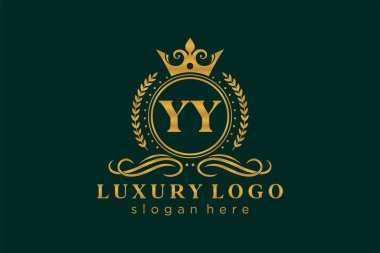 YY Letter Kraliyet Logosu Restoran, Kraliyet, Butik, Cafe, Otel, Heraldic, Mücevher, Moda ve diğer vektör ilüstrasyonları için vektör sanatı şablonu.