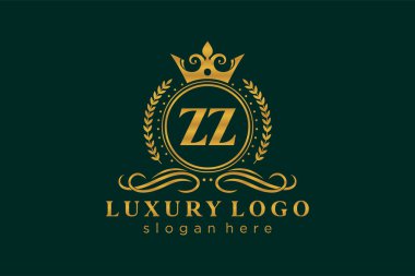ZZ Letter Kraliyet Lüks Logosu Restoran, Kraliyet, Butik, Cafe, Otel, Heraldic, Mücevher, Moda ve diğer vektör ilüstrasyonları için vektör sanatı şablonu.