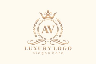 AV Letter Kraliyet Logosu Restoran, Kraliyet, Butik, Cafe, Otel, Heraldic, Mücevher, Moda ve diğer vektör ilüstrasyonları için vektör sanatı şablonu.