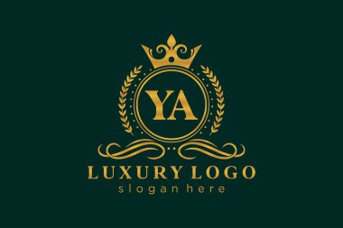 YA Kraliyet Logosu Restoran, Kraliyet, Butik, Cafe, Otel, Heraldic, Mücevher, Moda ve diğer vektör ilüstrasyonları için vektör sanatı şablonu.