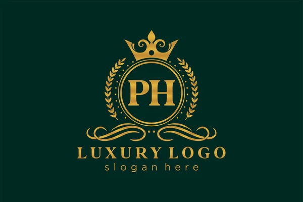 Ph字母Royal Luxury标志模板 用于餐馆 皇家酒店 精品店 咖啡店 Heraldic 时装和其他矢量插图的矢量艺术 — 图库矢量图片