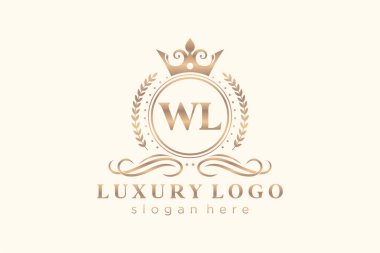 WL Letter Kraliyet Logosu Restoran, Kraliyet, Butik, Cafe, Otel, Heraldic, Mücevher, Moda ve diğer vektör ilüstrasyonları için vektör sanatı şablonu.