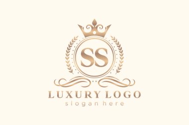 SS Harfi Kraliyet Logosu Restoran, Kraliyet, Butik, Cafe, Otel, Heraldic, Mücevher, Moda ve diğer vektör çizimleri için vektör sanatı şablonu.