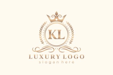 KL Letter Kraliyet Logosu Restoran, Kraliyet, Butik, Cafe, Otel, Heraldic, Mücevher, Moda ve diğer vektör ilüstrasyonları için vektör sanatı şablonu.