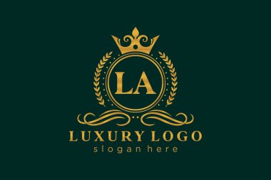 LA Letter Kraliyet Logosu Restoran, Kraliyet, Butik, Cafe, Otel, Heraldic, Mücevher, Moda ve diğer vektör çizimleri için vektör sanatı şablonu.