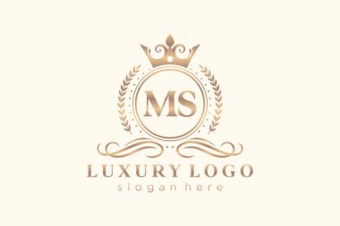 MS Letter Kraliyet Logosu Restoran, Kraliyet, Butik, Cafe, Otel, Heraldic, Mücevher, Moda ve diğer vektör çizimleri için vektör sanatı şablonu.