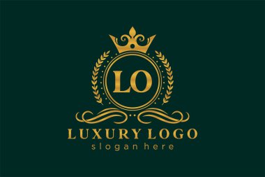 LO Kraliyet Logosu Restoran, Kraliyet, Butik, Cafe, Otel, Heraldic, Mücevher, Moda ve diğer vektör ilüstrasyonları için vektör sanatı şablonu.