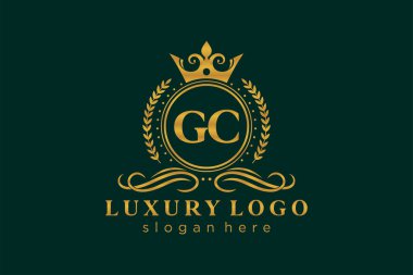 GC Letter Kraliyet Lüks Logosu Restoran, Kraliyet, Butik, Cafe, Otel, Heraldic, Mücevher, Moda ve diğer vektör çizimleri için vektör sanatı şablonu.