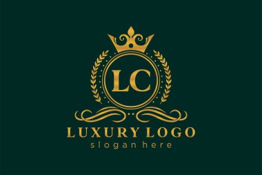 LC Letter Kraliyet Lüks Logosu Restoran, Kraliyet, Butik, Cafe, Otel, Heraldic, Mücevher, Moda ve diğer vektör ilüstrasyonları için vektör sanatı şablonu.