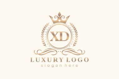Restoran, Kraliyet, Butik, Cafe, Otel, Heraldic, Mücevher, Moda ve diğer vektör illüstrasyonları için XD Kraliyet Logosu vektör sanatı şablonu.