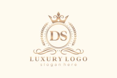 DS Kraliyet Logosu Restoran, Kraliyet, Butik, Cafe, Otel, Heraldic, Mücevher, Moda ve diğer vektör çizimleri için vektör sanatı şablonu.